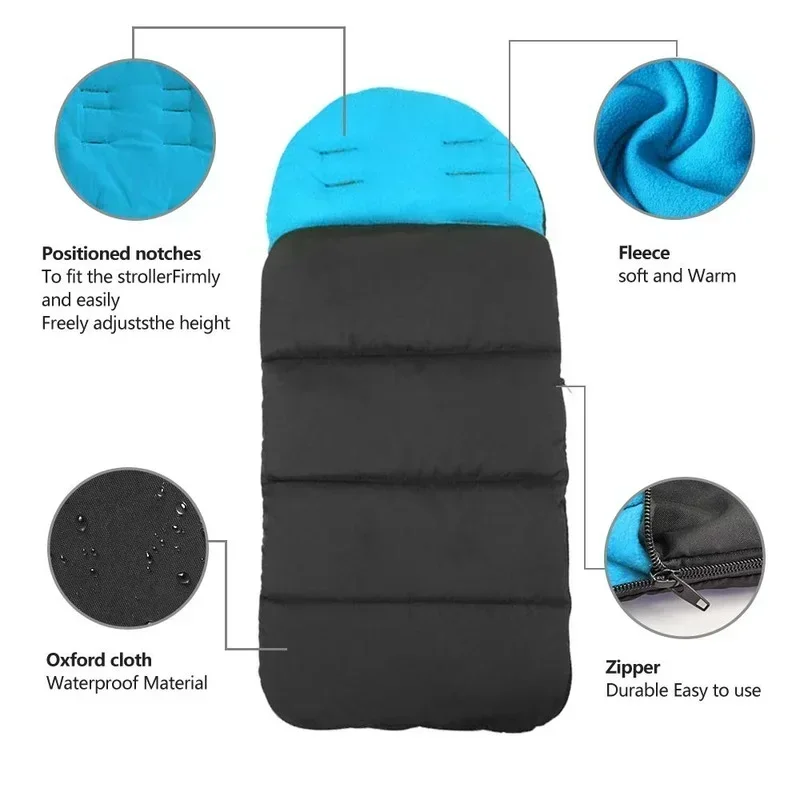 Universal Stroller Winter Sleeping Bag Kids Warm Windproof Footmuff Cover Blanket Toes Buggy Seat Cushion Newborn Accessories - Image 2