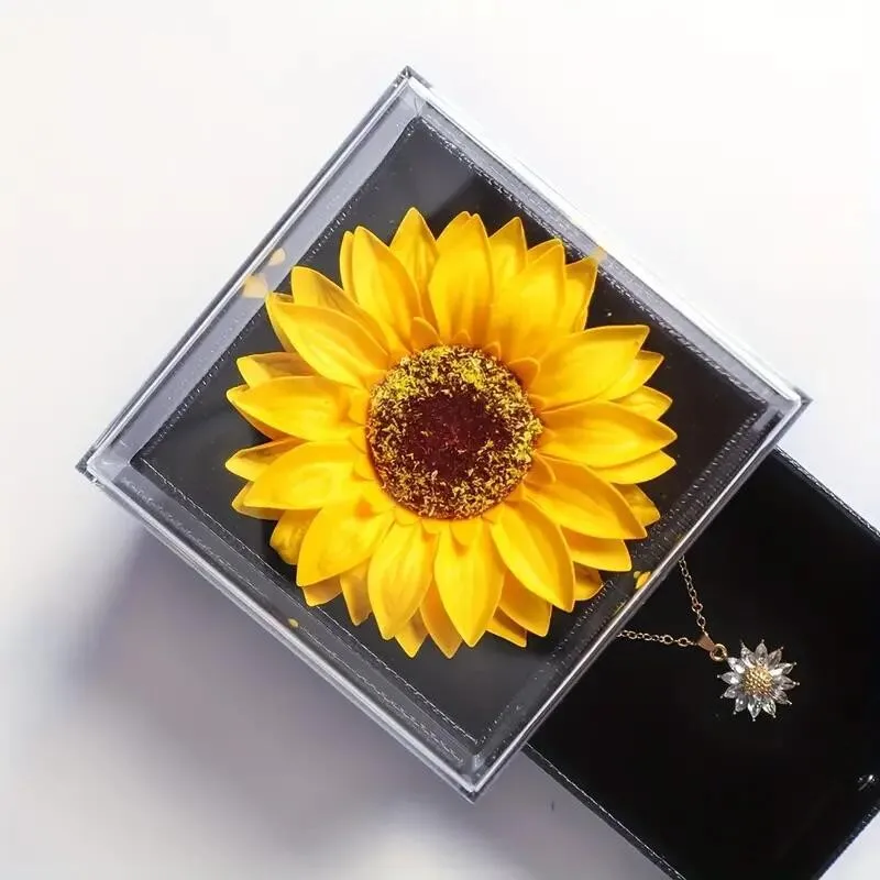 Sunflower Necklace With Gift Box For Girlfriend Women I Love You Perfect for Mother’s Day, Birthdays, Valentines, Weddings - Image 3
