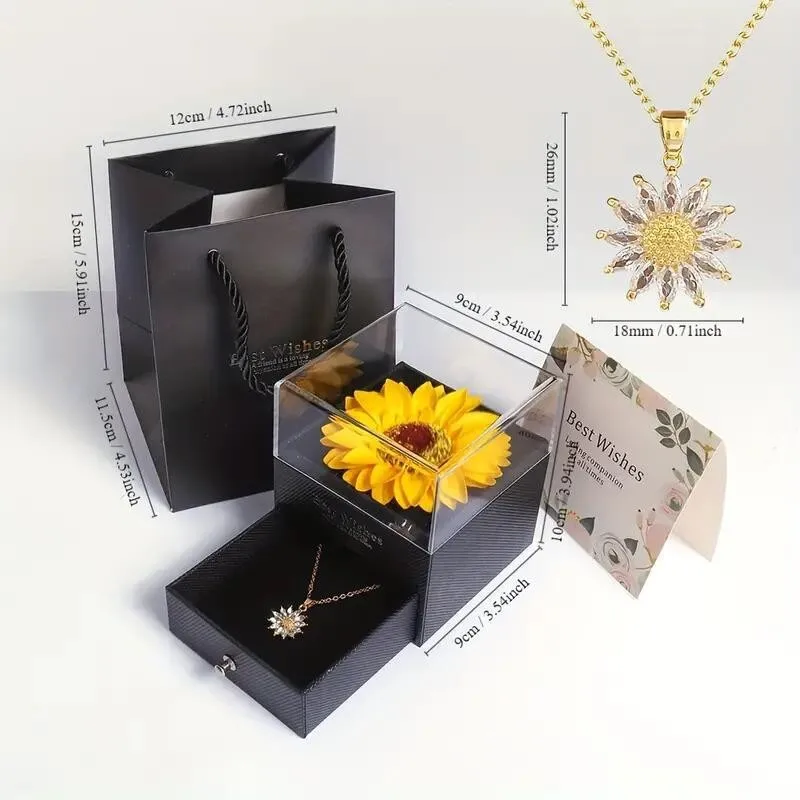 Sunflower Necklace With Gift Box For Girlfriend Women I Love You Perfect for Mother’s Day, Birthdays, Valentines, Weddings - Image 5