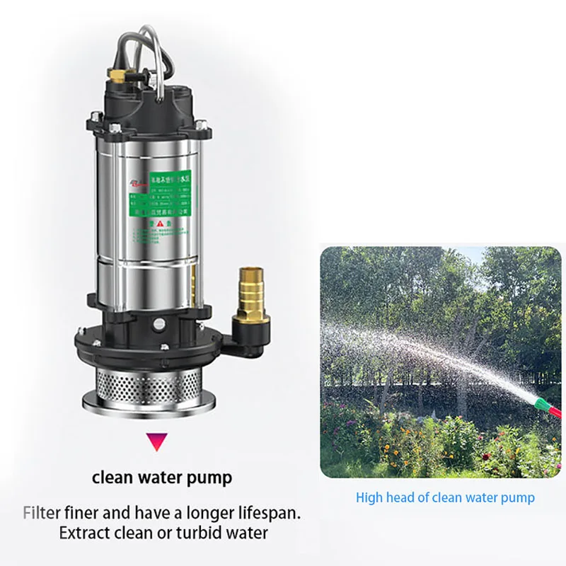 Stainless Steel Submersible Pump Agricultural Pumping Garden Tools Drainage Irrigation Underwater Self-priming Sewage Pump - Image 4