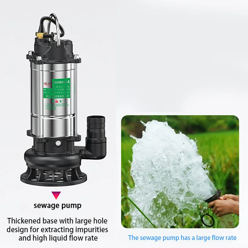 Stainless Steel Submersible Pump Agricultural Pumping Garden Tools Drainage Irrigation Underwater Self-priming Sewage Pump - Image 5