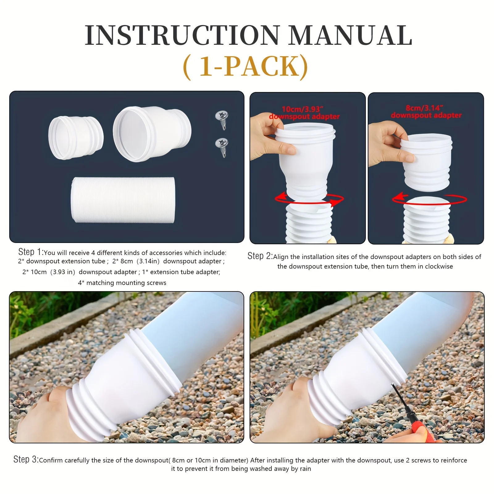 Rain Gutter Downspout Extensions Flexible Drain Downspout Drain Extender Gutter Connector Rainwater Drainage - Image 3