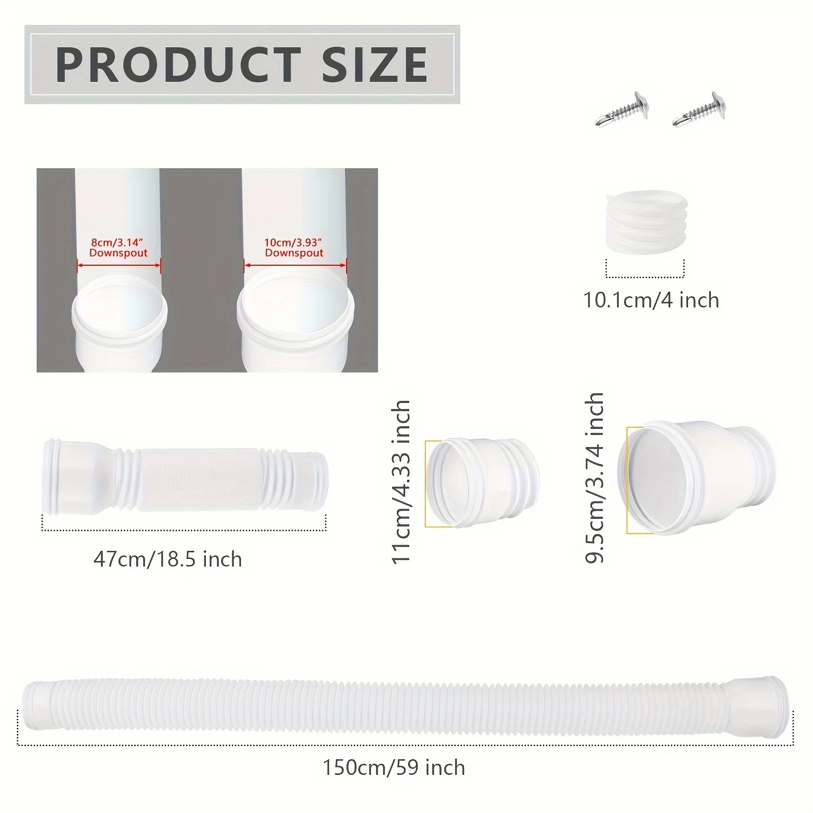 Rain Gutter Downspout Extensions Flexible Drain Downspout Drain Extender Gutter Connector Rainwater Drainage - Image 6