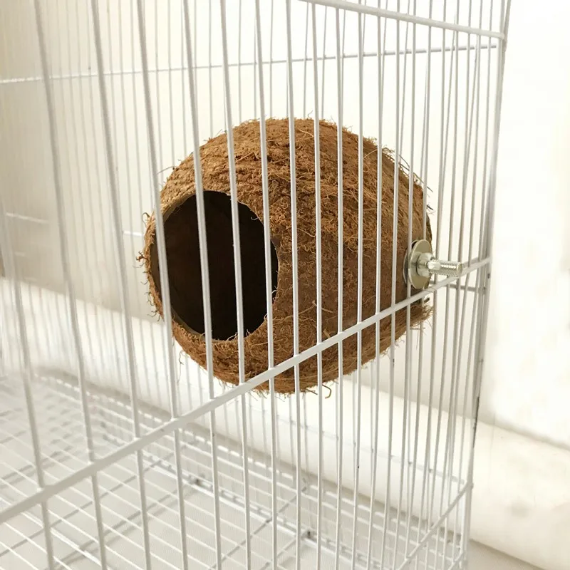 Coconut Shell Pet Squirrel Toy Hamster Squirrel Breeding Nest Crafts Delicate Bird House Pendant for Yard Garden - Image 6