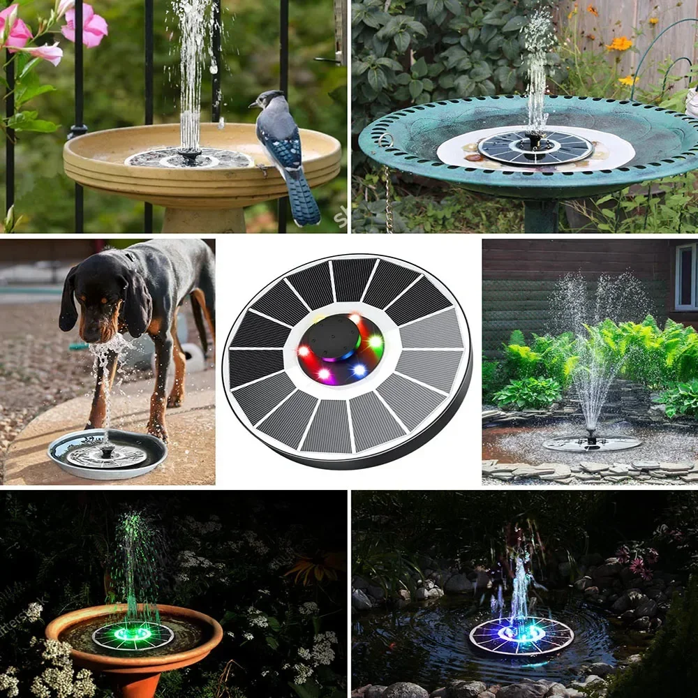 Solar Fountain Pump for Bird Bath with Lights,3.5W Solar Water Fountain with 2200 mAh Battery,6 Nozzles for Garden,Outdoor - Image 6