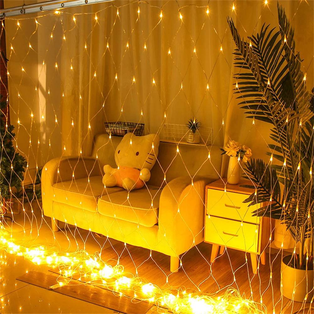 Net Mesh Led Lights LED String Christmas Fairy Curtain Garland Outdoor Waterproof For Party Garden Wedding Decoration - Image 3