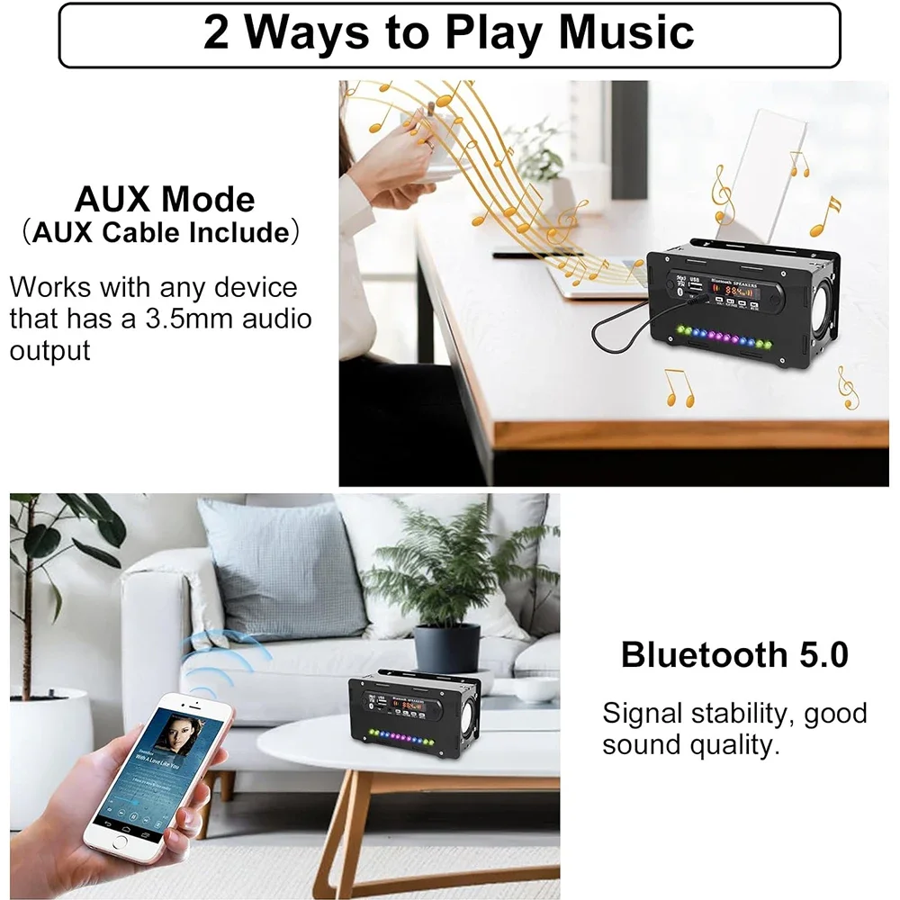 DIY Bluetooth-Compatible Speaker Kit LED FM Radio USB Mini Home Sound Amplifier with Digital Display Soldering Project Practice - Image 4