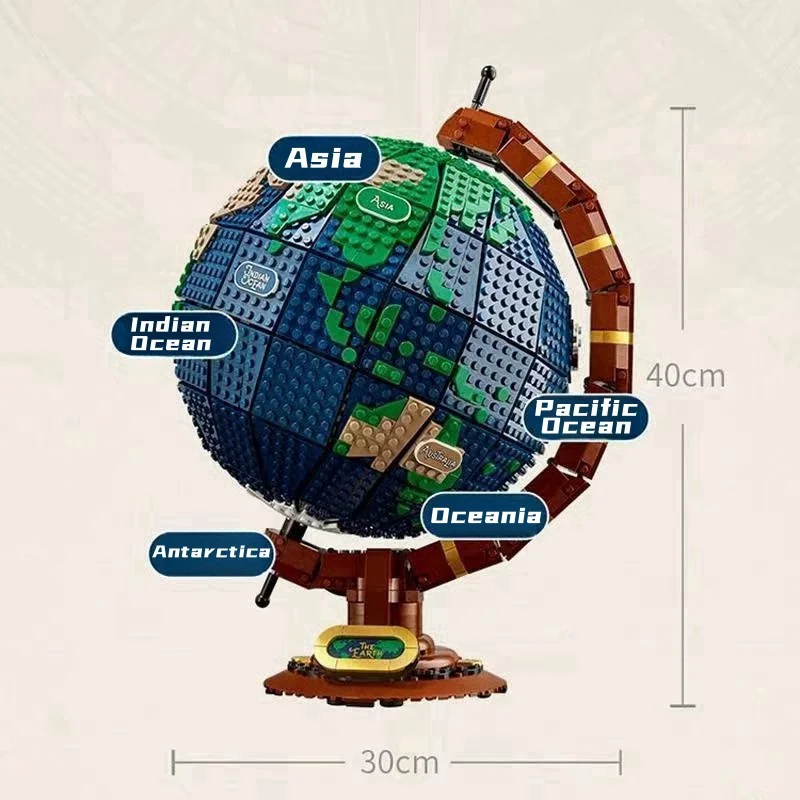 Globe Assembling Building Blocks Ornaments Universe Planet Series Adult High-Difficulty Huge Rotatable - Image 2