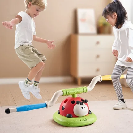 Musical Jump Sports Toys 5 in 1 Toss Ring Game Toy and Shooting Launcher for Kids Ladybug Multifunction Outdoor Machine