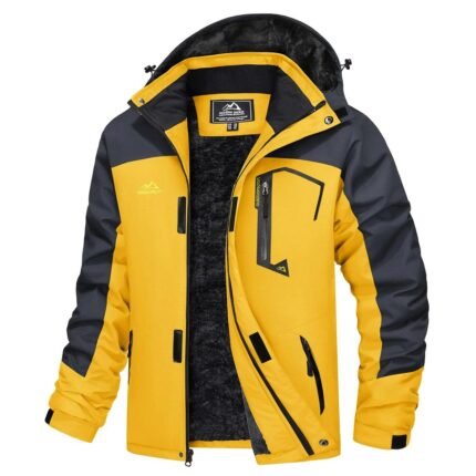 Men’s Hooded Fleece Ski Jacket Waterproof Thermal Thick Warm Parka Coats Winter Snow Jacket