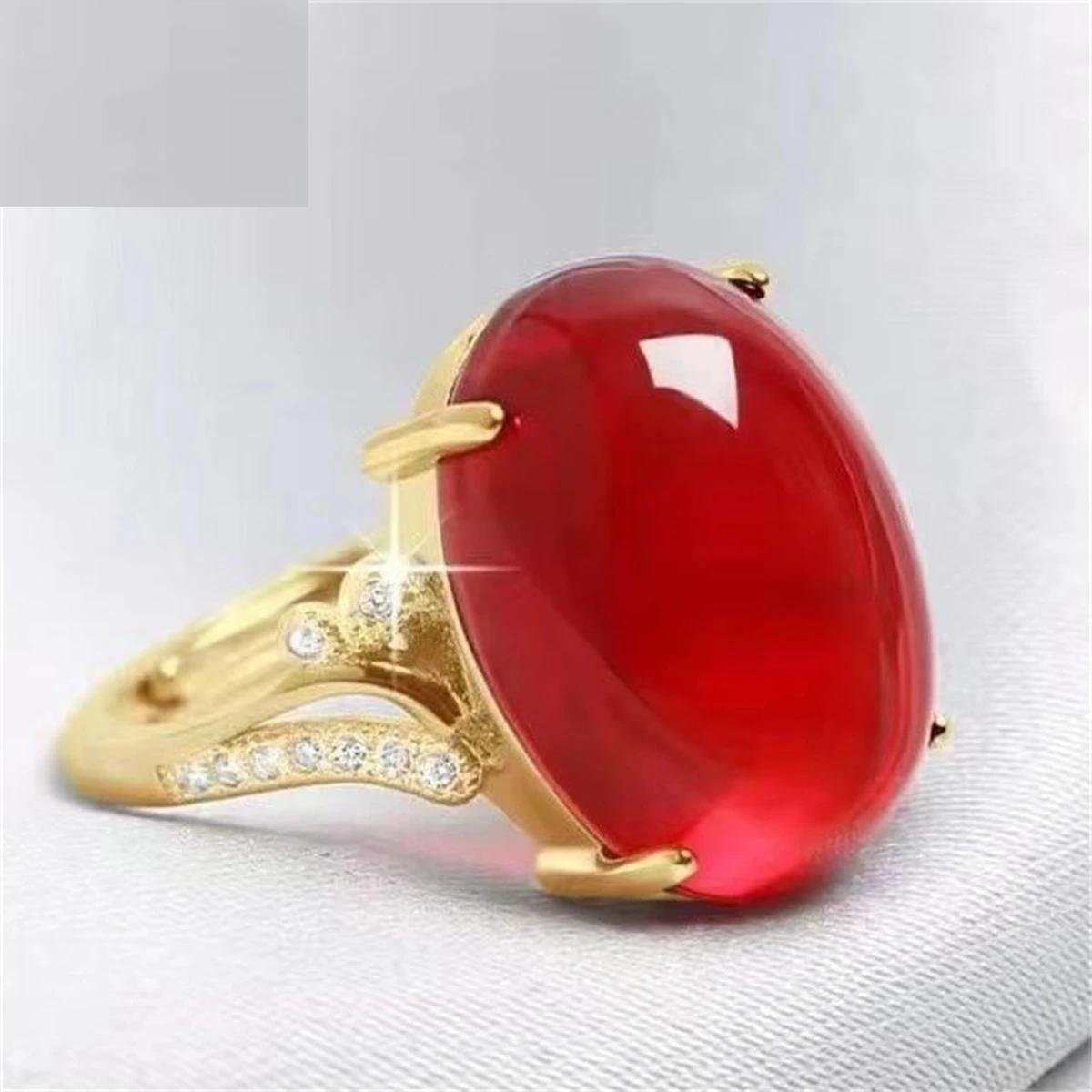 Red Agate Jade Ring Female Opening Adjustable Simple Style Chalcedony Sterling Silver Ring for Mom Women Rings Fine Jewelry Gift