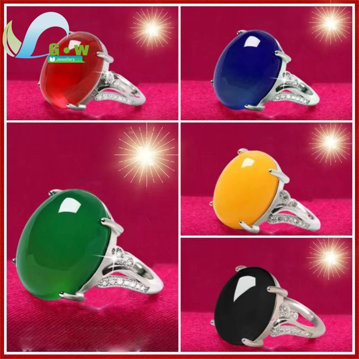 Red Agate Jade Ring Female Opening Adjustable Simple Style Chalcedony Sterling Silver Ring for Mom Women Rings Fine Jewelry Gift - Image 2