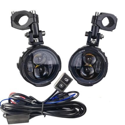 Pair 100W Motorcycle Headlight Fog Lights Led Auxiliary Driving Light Spotlight Headlamp Dual Color Flasher Farol Moto Fog Lamp