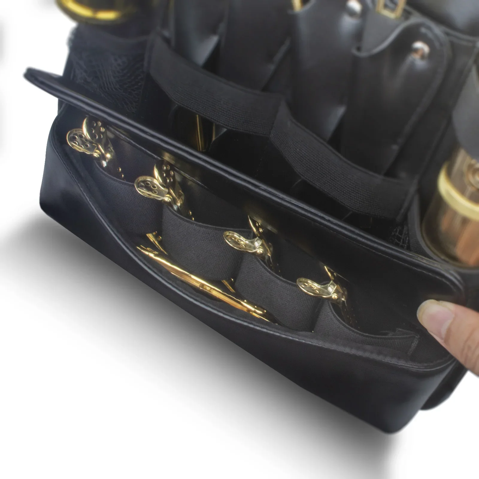 Professional Hair Cutting Scissors Tools Storage Holder Functional Leather Barber Chest Rigs Bag For Hairdresser Pet Groomer - Image 4