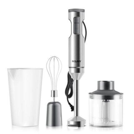 4-in-1 Hand Immersion Blender 1000W Powerful, Stainless Steel Stick Food Mixer,700ml Mixing Beaker,500ml Processor, Whisk