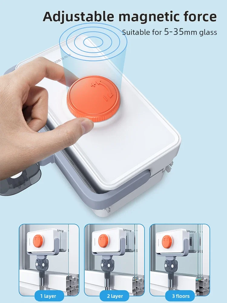 Double Sided Magnetic Glass Windows Cleaner With 5-35mm Adjustable Telescopic Rod For Various Glass Windows Glass Cleaning Tool - Image 5