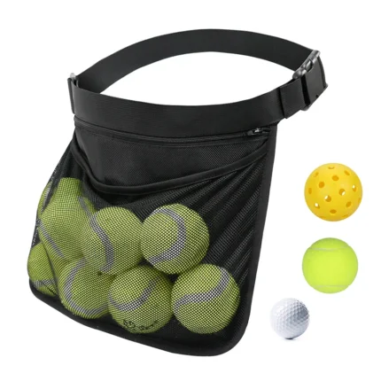 Adjustable Tennis Ball Band Holder Pickleball Golf Waist Pouch, Multifunctional Mesh Waist Hip Bag Carrier for Sports