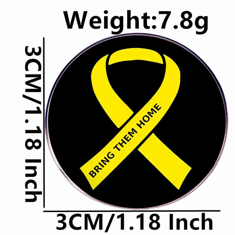 Israel Bring Them Home Enamel Pins Children Health Yellow Ribbon Lapel Badge Brooch Jewelry Decoration - Image 4