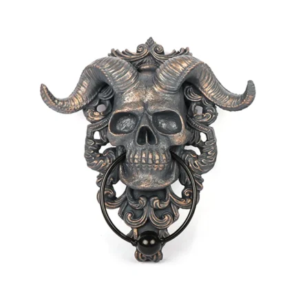 Modern Art Door Ring Hell Demon Horned Skull Hanging Door Knocker-heavy Duty Gothic Doorknocker-perfect Home Decoration Knockers