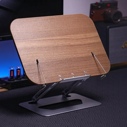 Multifunctional Foldable And Adjustable Aluminum Alloy Reading Stand With Spring Clip For Laptops, Tablets & Thick Books