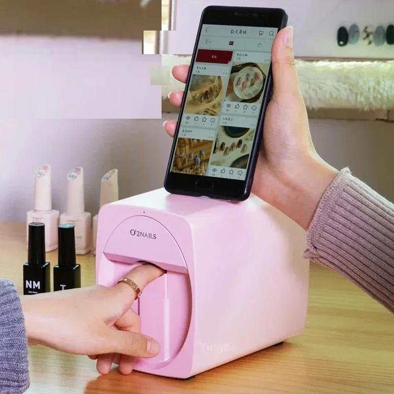 Smart Nail Printer Portable 3D Mobile Nail Painting Machine 2400 DPI Printing Resolution WiFi/DIY Support for Home Beauty Salon