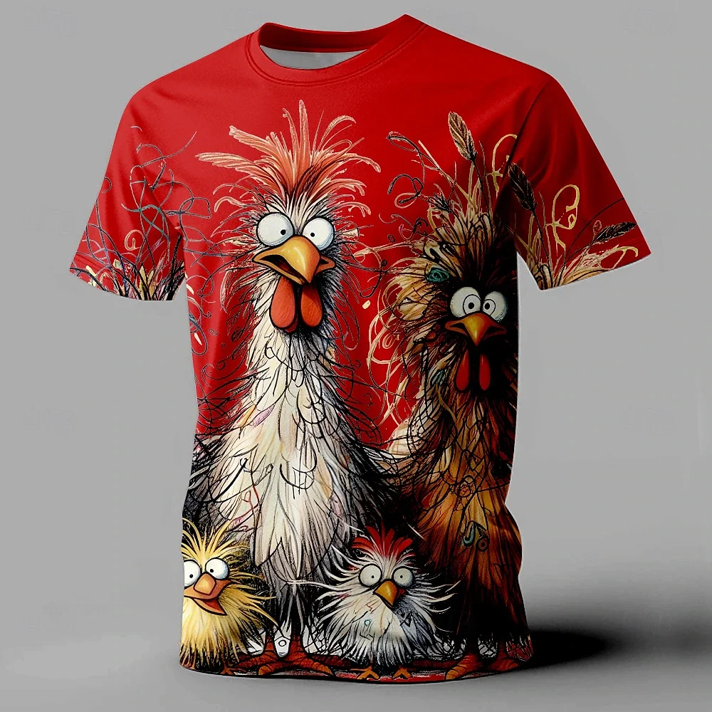 Funny Men’s T Shirt Animal Chicken Print Summer Casual Short Sleeve Tee Street Fashion O-Neck Pullover Men’s Oversized Clothing - Image 3