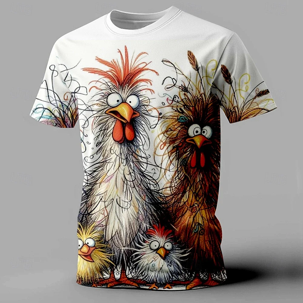 Funny Men’s T Shirt Animal Chicken Print Summer Casual Short Sleeve Tee Street Fashion O-Neck Pullover Men’s Oversized Clothing - Image 2