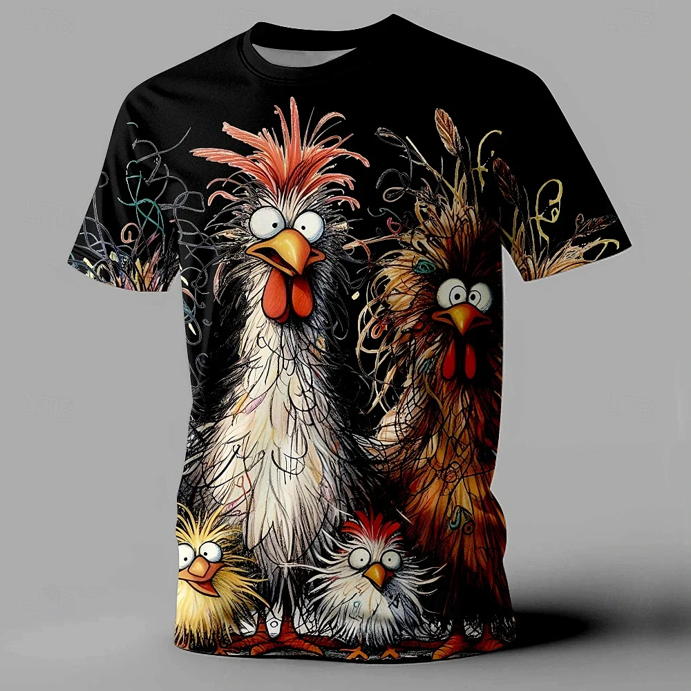 Funny Men’s T Shirt Animal Chicken Print Summer Casual Short Sleeve Tee Street Fashion O-Neck Pullover Men’s Oversized Clothing - Image 6