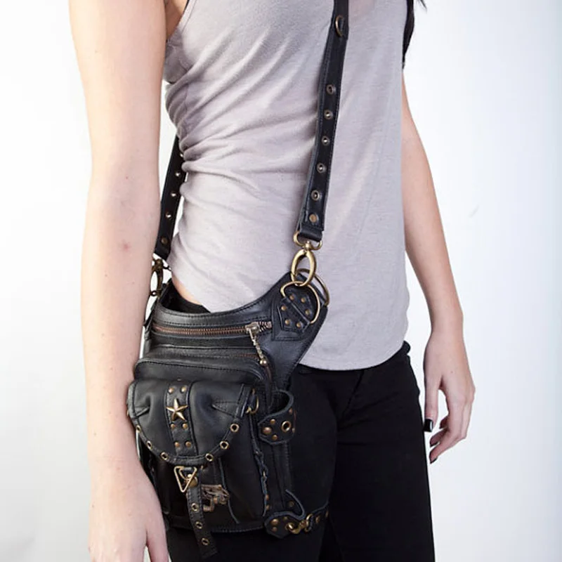 Steampunk Waist Leg Bags Women Men Victorian Style Holster Bag Motorcycle Thigh Hip Belt Packs Messenger Shoulder Bags - Image 4