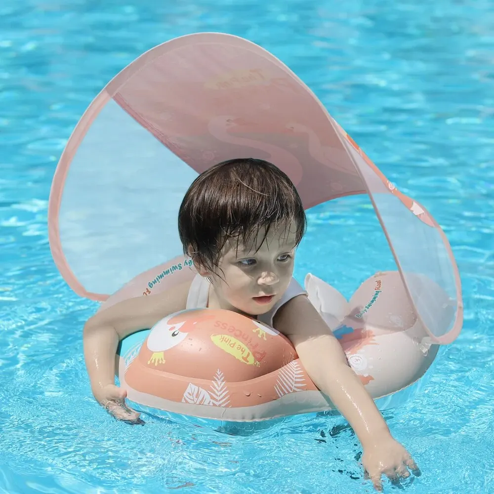 Baby Swimming Float With Canopy Inflatable Infant Ring Kids Pool Accessories Circle Bathing Summer Toys - Image 5
