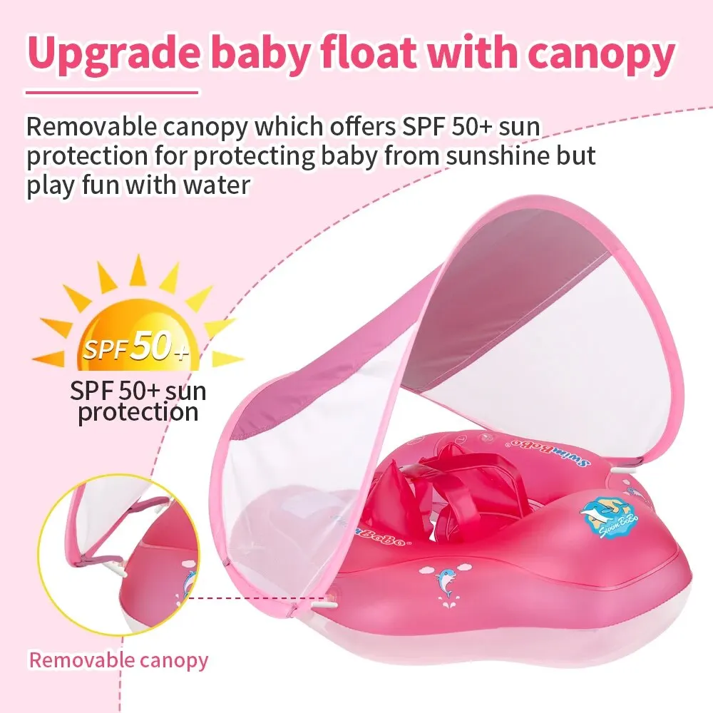 Baby Swimming Float With Canopy Inflatable Infant Ring Kids Pool Accessories Circle Bathing Summer Toys - Image 2