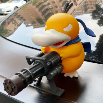 9/15cm Cartoon Pokemon Gatling Gun Psyduck Standing Posture Action Figure Collection Model Car Ornament Desktop Decor Toy Gifts