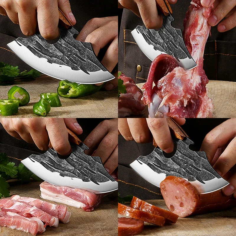Multifunctional Kitchen Knife Stainless Steel Forged Knife Meat Cleaver Boning Knife with Bottle Opener Portable Pocket Knife - Image 5