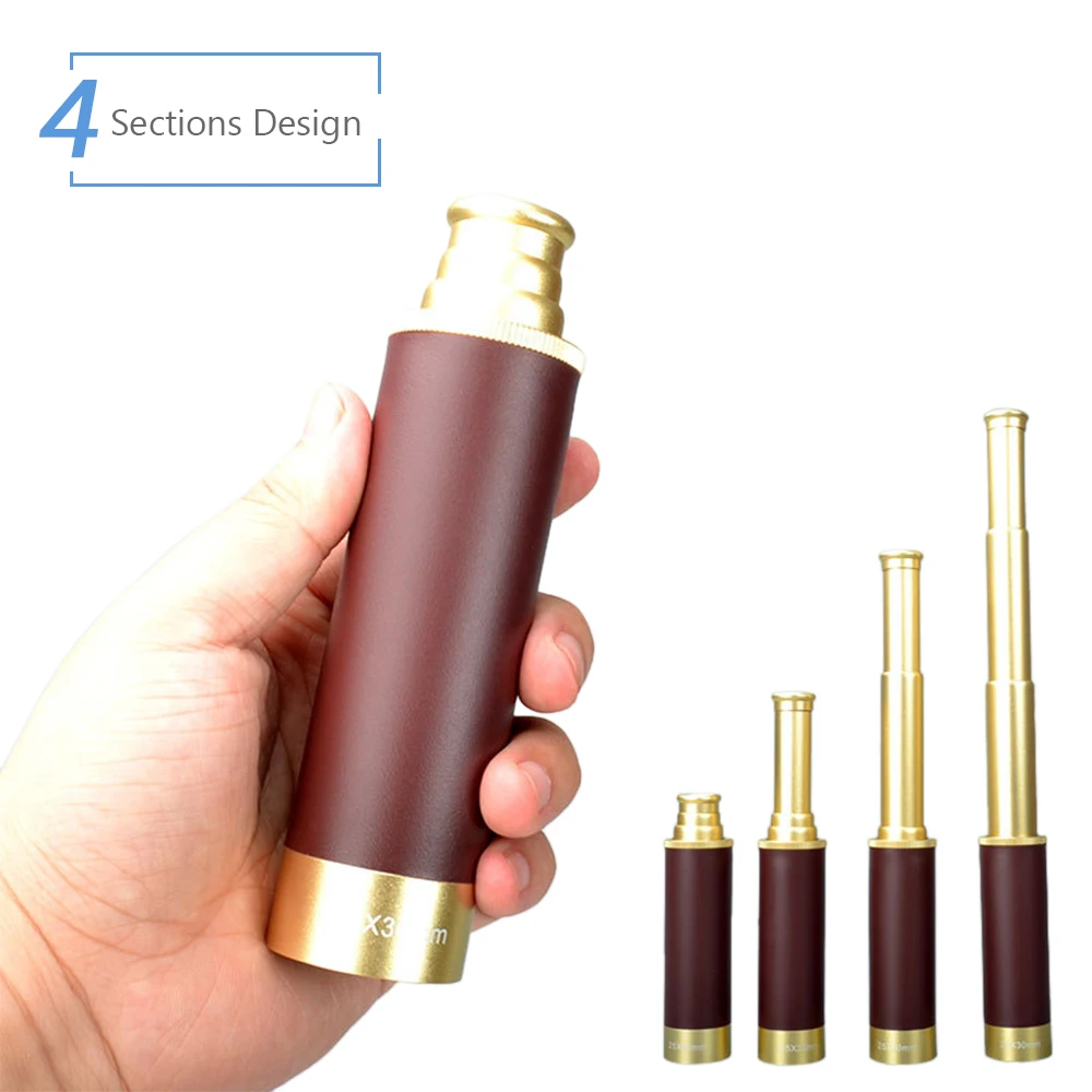 Retro Pirate Telescope Zoomable 25×30 Pocket Monocular Collapsible Waterproof Captain Jack’s Spyglass Handheld Vintage Telescope - Image 6