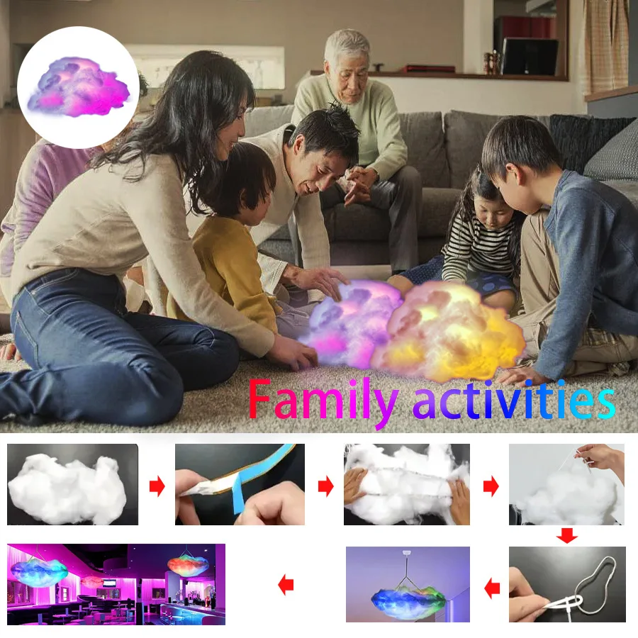 39.3inch 3D Thunder Cloud LED Ambient Light Remote and APP Control DIY Color Changing Light lamp for Game Room Party Club - Image 3