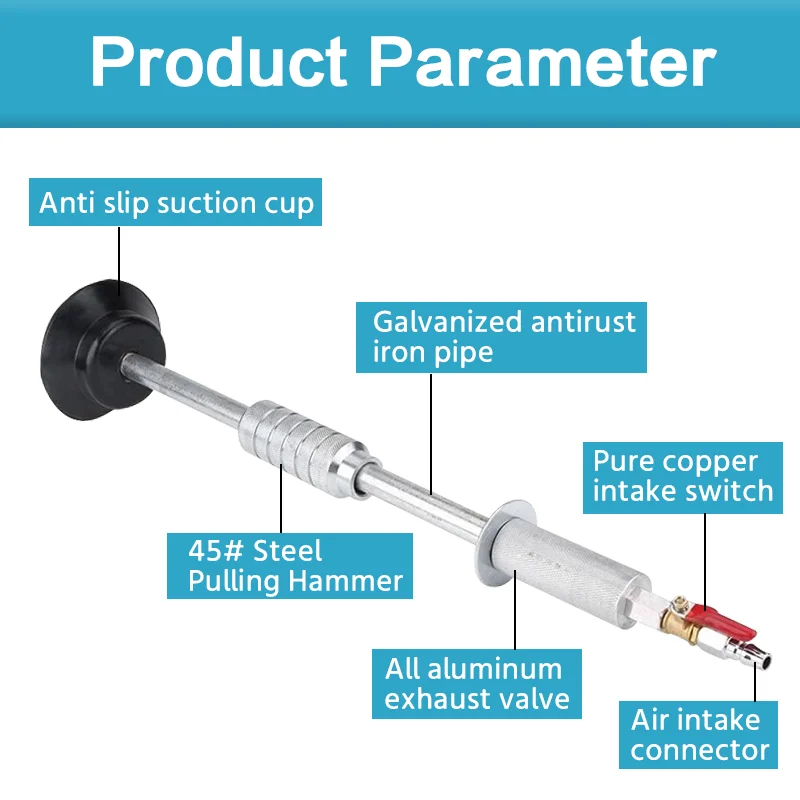 Heavy Duty Air Pneumatic Dent Puller, Car Dent Repair Slide Hammer Tool Kit, Auto Repair Suction Cup, Use with Air Compressor - Image 3