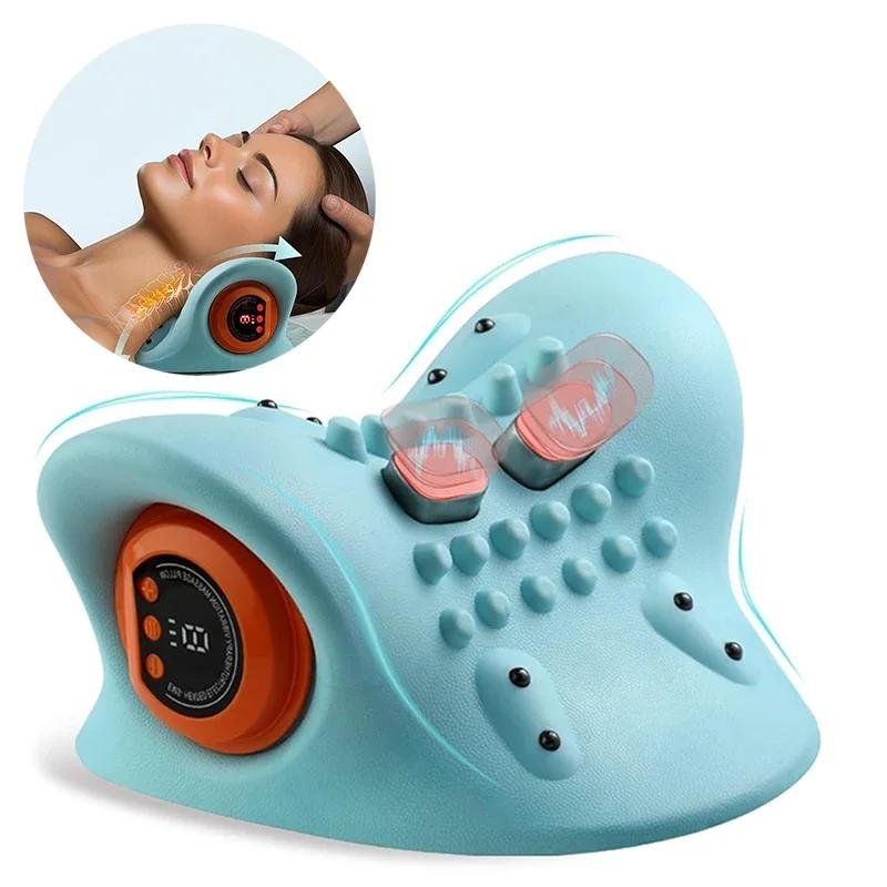 Electric Cervical Massager Neck Stretcher Chiropractic Traction Head Acupoint Massage Pillow Shouder Body Massager