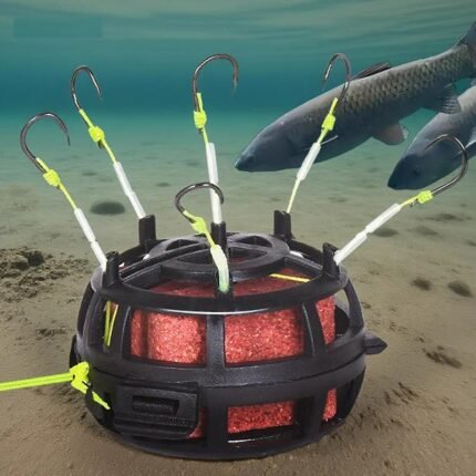 Reverse Bottom Bait Cage String Hook Fishing Bait Cage Anti Bottom 6 Hooks PE Line Group Feeder Sinker Freshwater Fishing Pesca