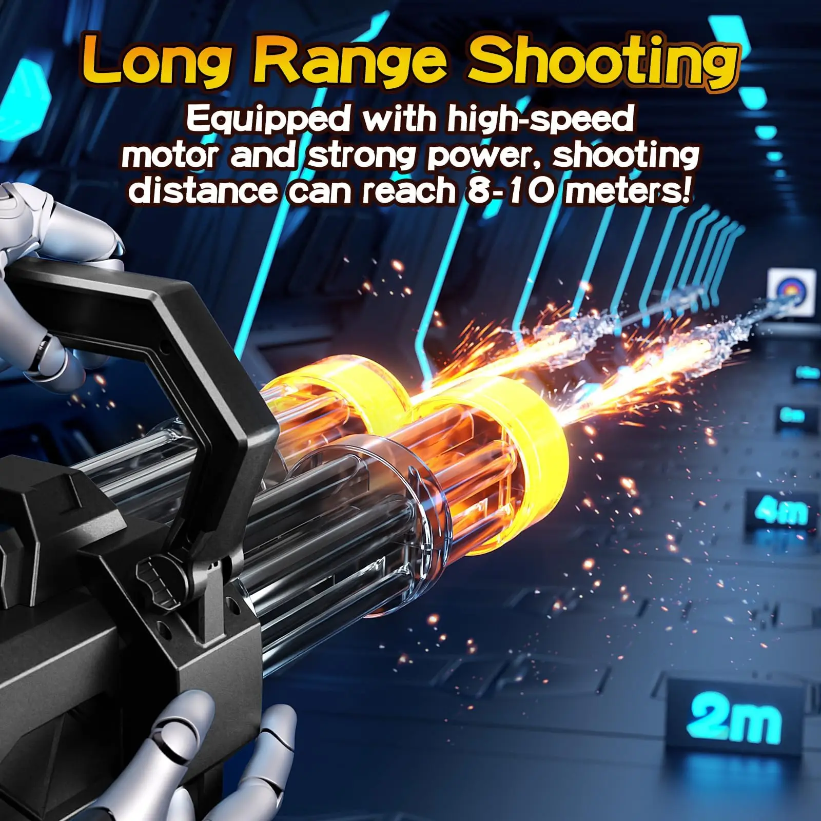 Strongest Electric Gatling Water Gun Toy Rotating Double Barrel With Big Capacity Backpack Outdoor Pool Toy for Kids Adult Gifts - Image 5