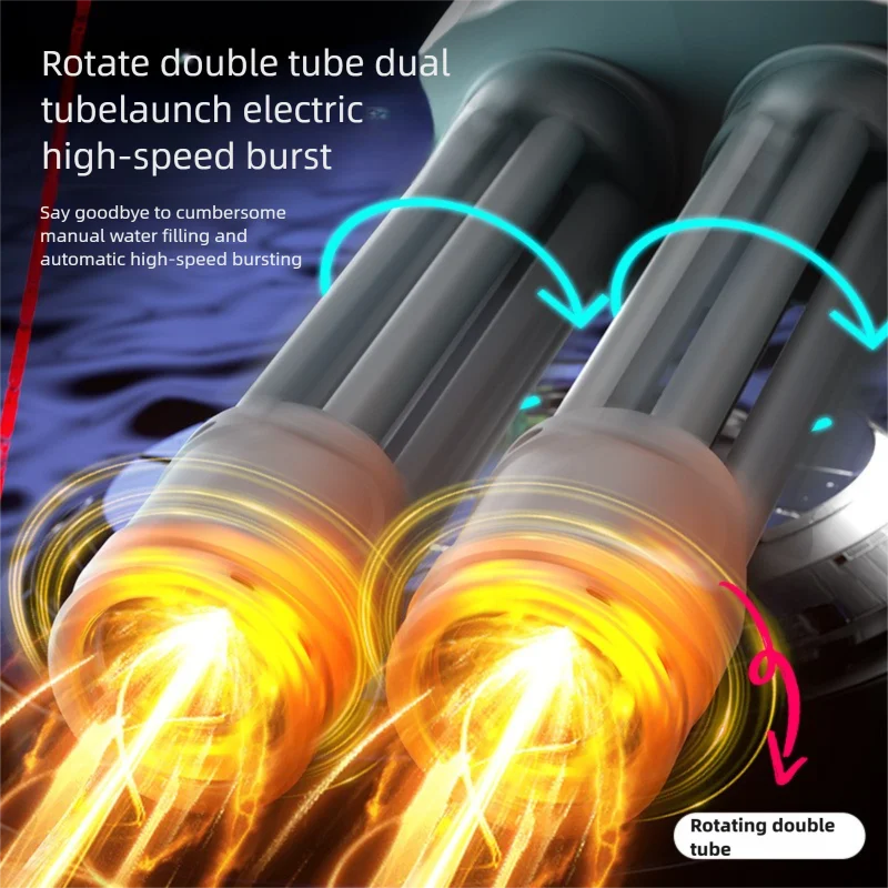 Electric Gatling Water Gun Toy With Rotating Gun Barrel Lights Big Capacity Water Pistol Spray Blaster Pool Toys for Kids Adult - Image 4