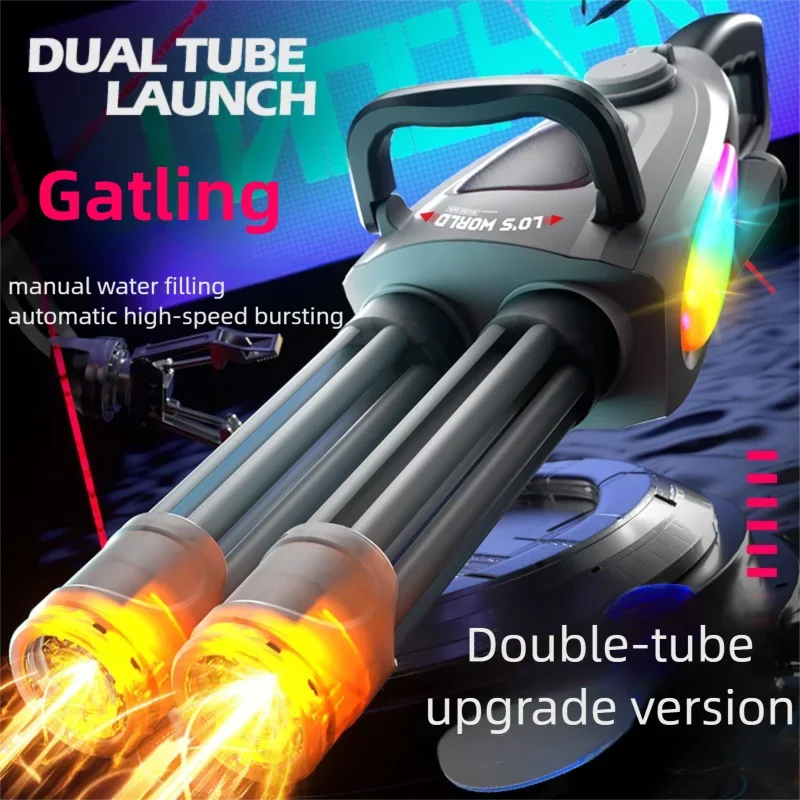 Electric Gatling Water Gun Toy With Rotating Gun Barrel Lights Big Capacity Water Pistol Spray Blaster Pool Toys for Kids Adult - Image 2