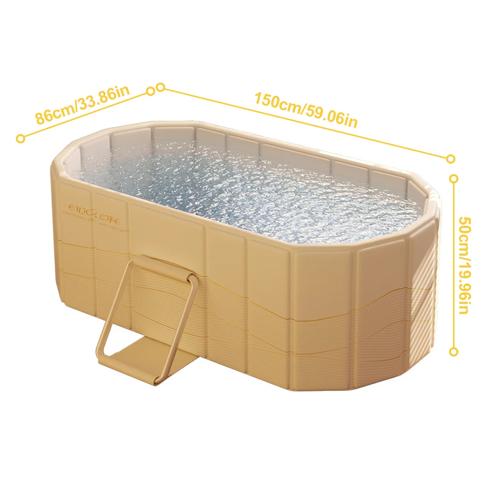 Foldable Portable Hot Tub with Dual Drainage Design for Home Gym Large Collapsible Ice Bath Tub for Relaxation - Image 6