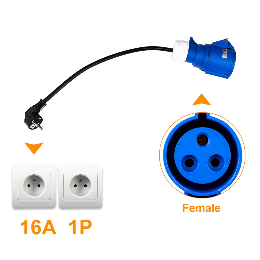 EV Charger CEE Female Plug 3 Pins Adapter Waterproof Connection WallMount Socket Connect with 32A 1Phase 7KW Charger - Image 2