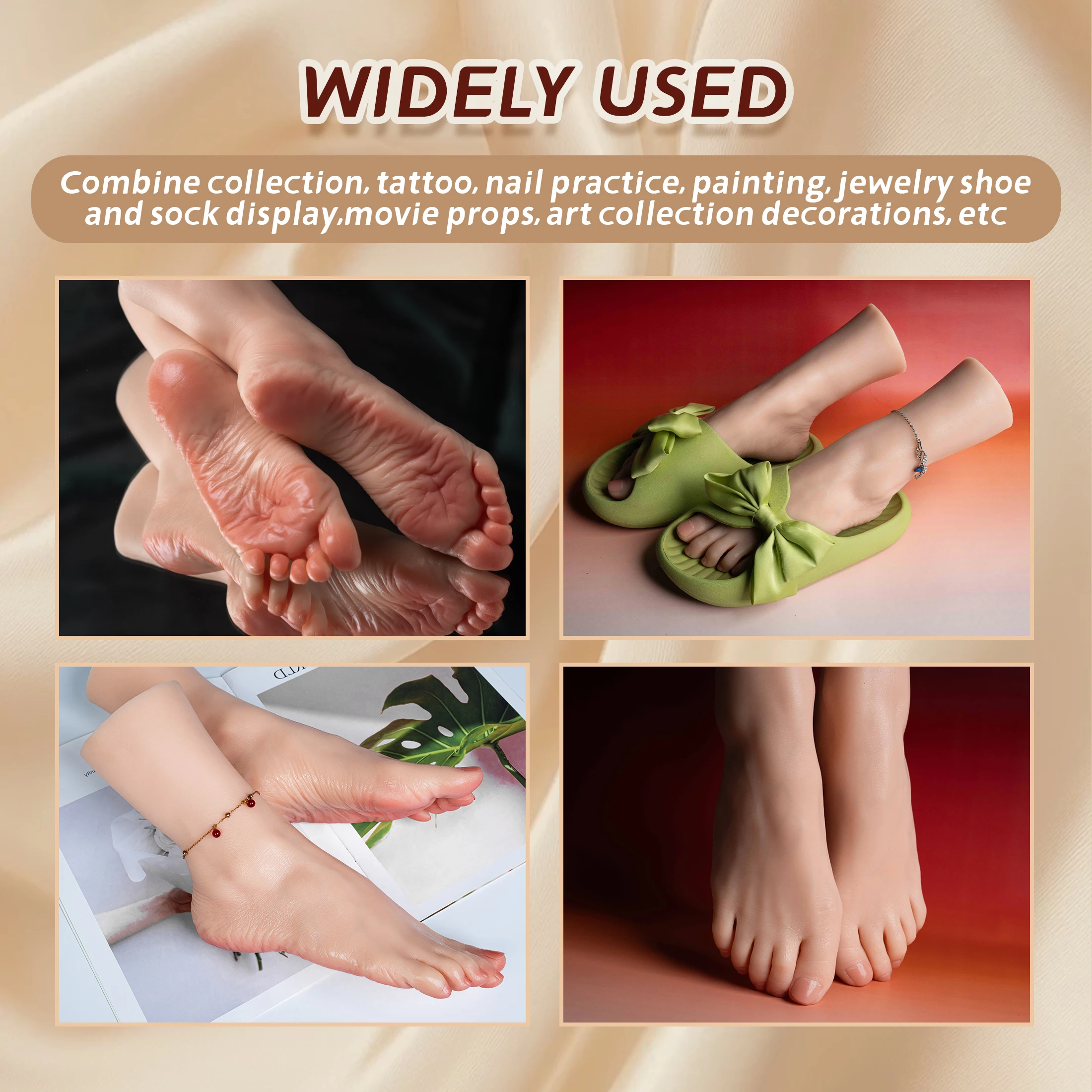 Silicone Feet Model Realistic Fake Foot Female Mannequin Display Jewerly Sandal Shoe Sock Art Sketch Nail - Image 3
