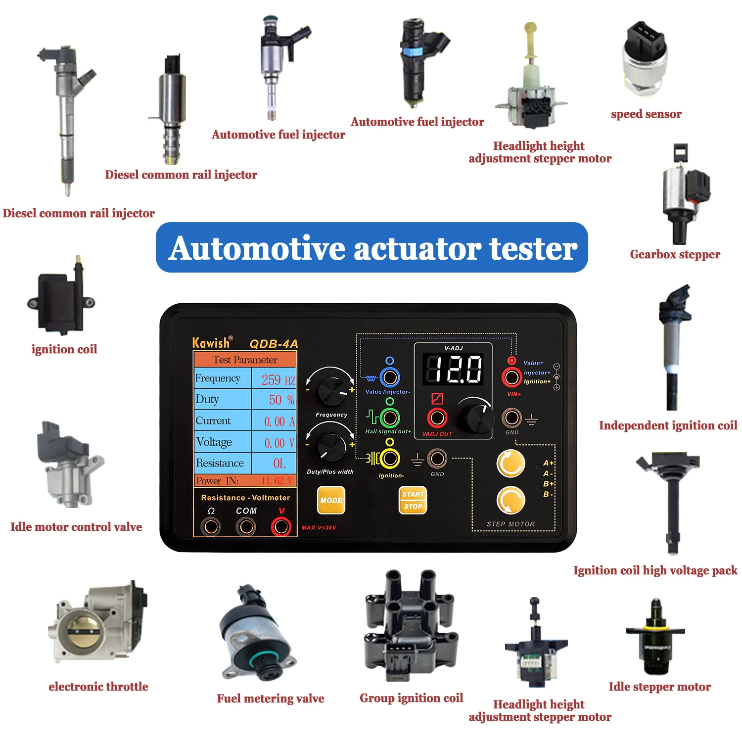 Auto Ignition Coil Test Injector Solenoid Valve Idling Stepper Motor Instrument Tester Fault Detector Drive Simulator - Image 2