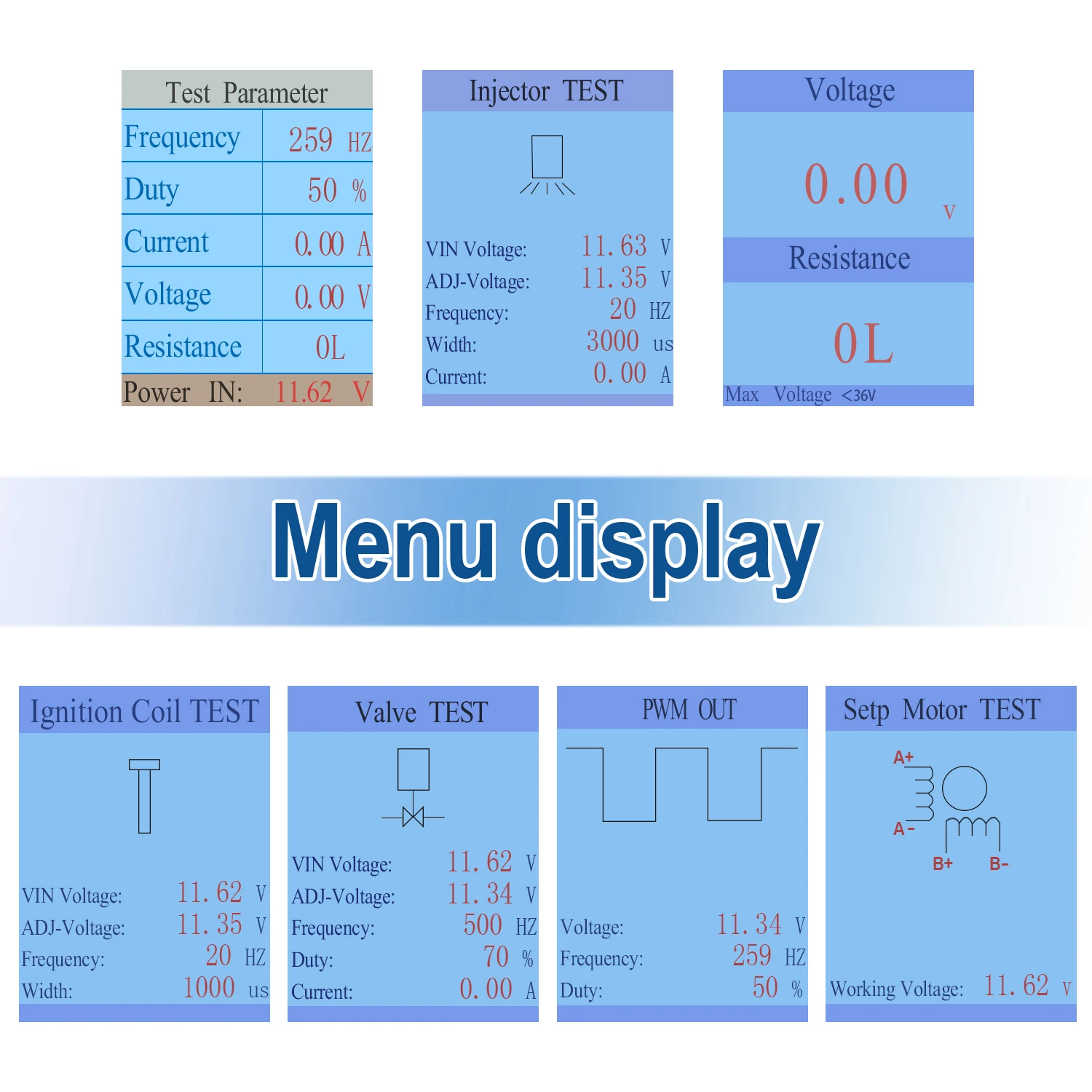 Auto Ignition Coil Test Injector Solenoid Valve Idling Stepper Motor Instrument Tester Fault Detector Drive Simulator - Image 5