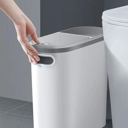 Toilet Trash Can Holder Clip Home Press Type Toilet Trash Can with Lid for Living Room, Bedroom, Kitchen Large Capacity