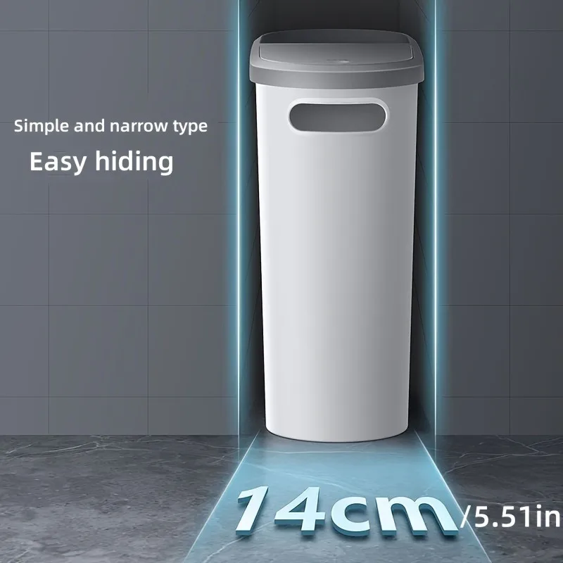 Toilet Trash Can Holder Clip Home Press Type Toilet Trash Can with Lid for Living Room, Bedroom, Kitchen Large Capacity - Image 3