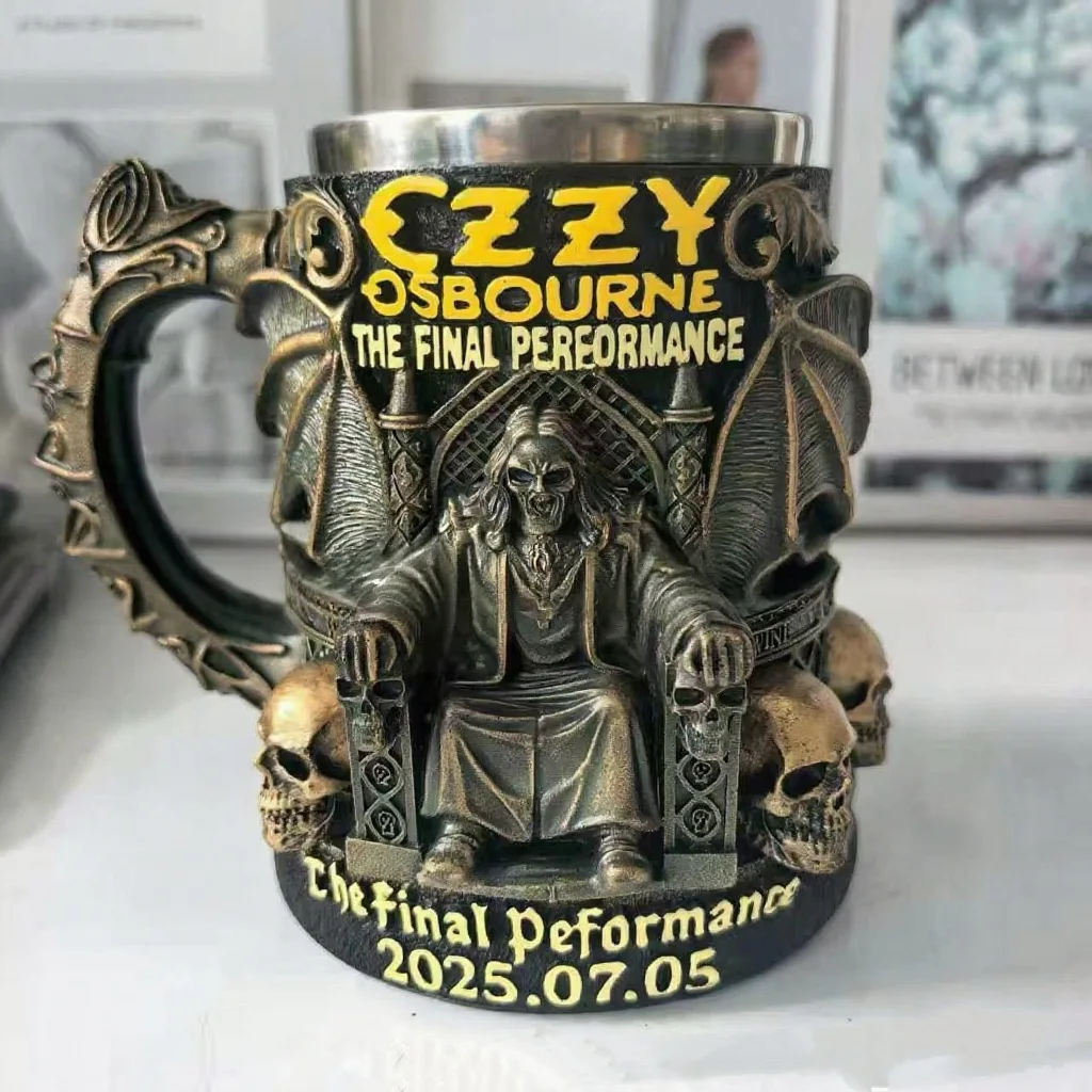 Halloween 3D Resin Ozzy Mug Osbourne Commemorative Mug Stainless Steel Skull Water Cup Beer Mug Coffee Cup Drinking - Image 3
