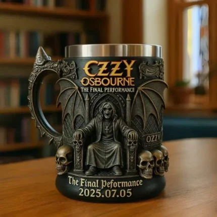 Halloween 3D Resin Ozzy Mug Osbourne Commemorative Mug Stainless Steel Skull Water Cup Beer Mug Coffee Cup Drinking